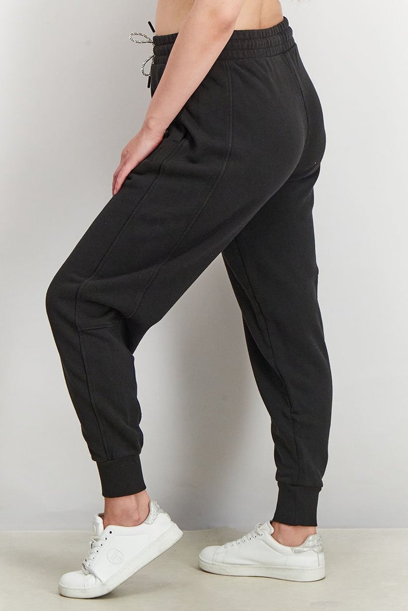 PUMA Women Drawstring Embroidered Logo Sweatpants, Black - Image 2